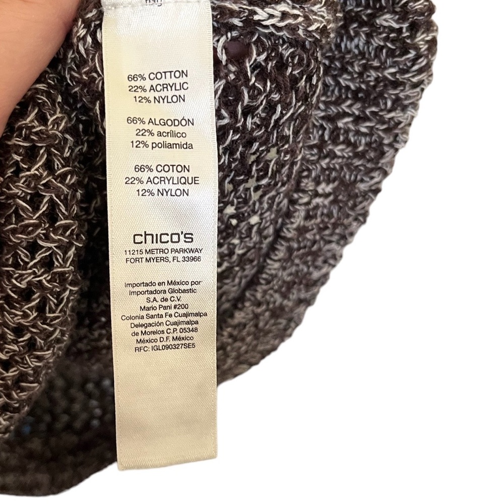 Chico’s Brown/Cream Color Open Knit Sweater Criss Cross Back Detail Size 16 EUC - Picture 5 of 6